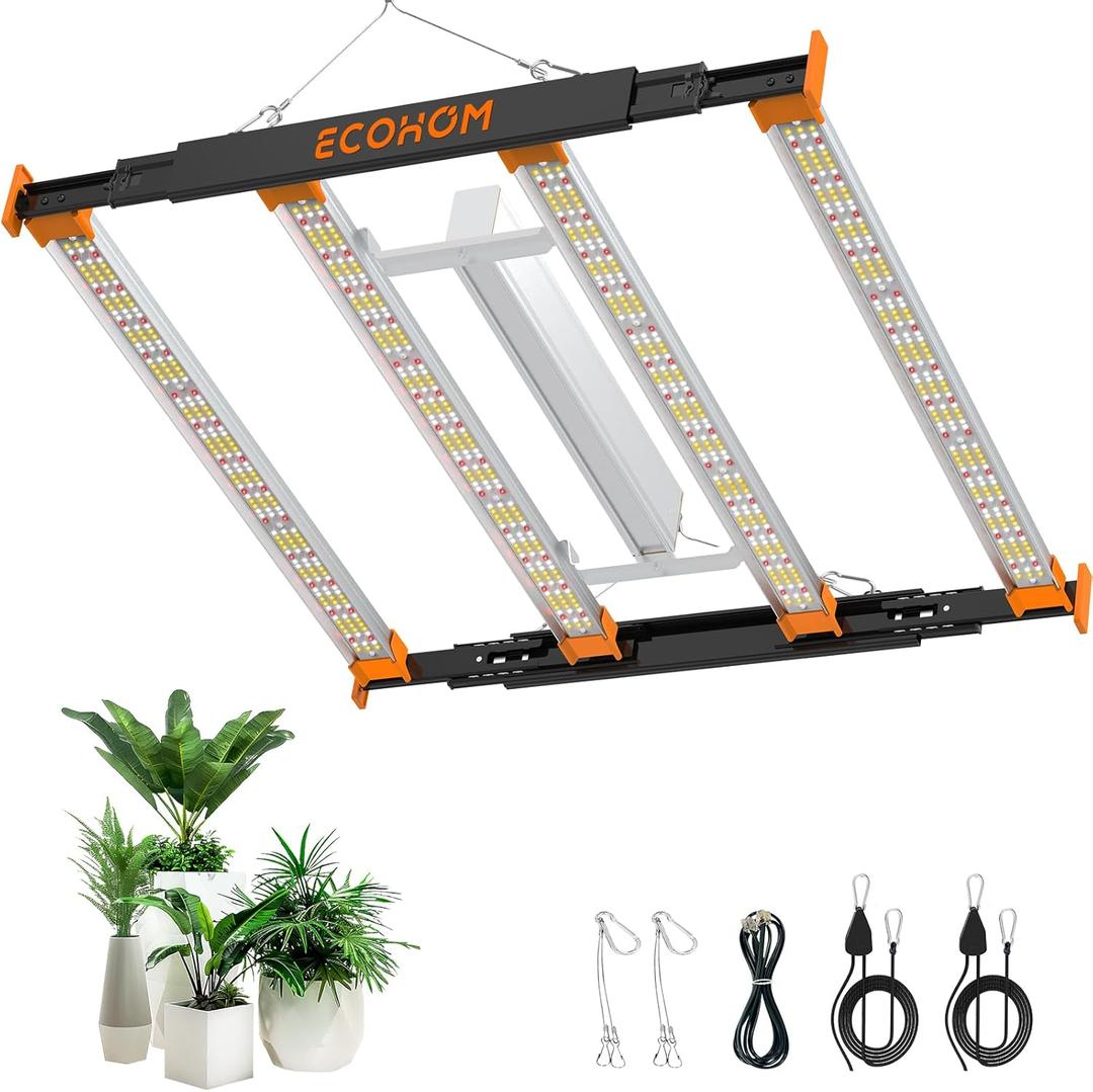 320W LED Grow Light, 3x3ft Coverage Full Spectrum Daisy Chain Growing Light, Dimmable & Retractable Bar Style Grow Lamp for Indoor Plants Greenhouse Vegetable Flower
