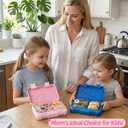 Bento Lunch Box for Kids, 6 Compartments BPA Free, Dishwasher Safe Back to School Snack Bento Lunch Containers Boxes, Ideal Portion Sizes for On-the-Go Meal, Ages 3+, School, Pink