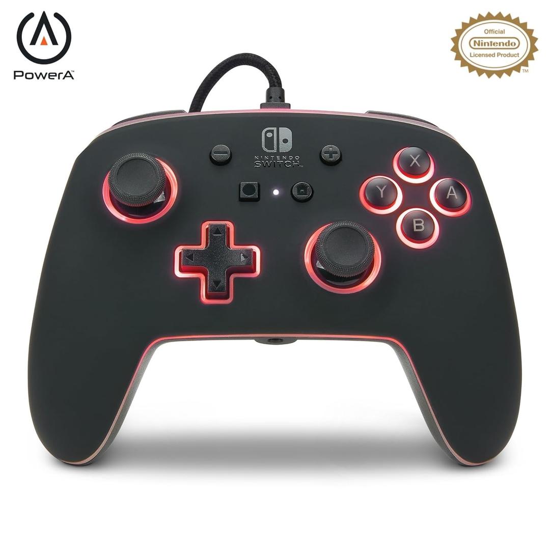PowerA Enhanced Nintendo Switch Controller Wired - Spectra, 8 Colors LED Wired Pro Controller for Switch, Programmable Gaming Buttons, Detachable 10ft USB Cable, 3.5mm headphone jack, Officially Licensed by Nintendo
