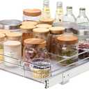 VEVOR 15.5" Wx21 Dx3.5 H Pull Out Cabinet Organizer, Heavy Duty Slide Out Pantry Shelves, Chrome-Plated Steel Roll Out Drawers, Storage for Home Under Sink, 17" Wx22 Dx7 H Install Size for Cabinet