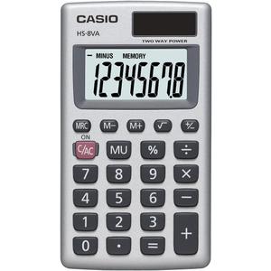 Casio HS-8VA Mini 6-Function Calculator | Large 8-Digit LCD Display | Solar Powered with Battery Backup | Standard Function | Portable Pocket Size (1 Count (Pack of 1))