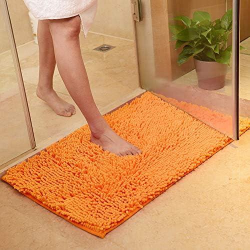 vctops Orange Fall Plush Chenille Bath Rugs Extra Soft and Absorbent Microfiber Shag Rug, Non-Slip Runner Carpet for Tub Bathroom Shower Mat Orange 16" X 24"