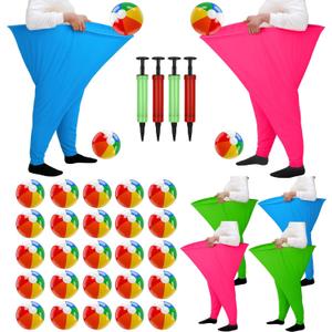 6 Sets Granny Pants Yard Activity for Adults, Giant Outdoor Party Activity with 6 Oversized Granny Pants and 30 Bouncy Balls and 4 Air Pumps, for Family Gatherings, Groups, and Backyard Party