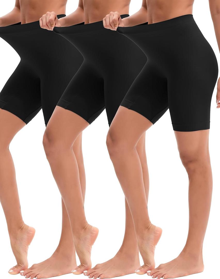 INNERSY Women's Slip Shorts for Under Dresses High Waisted Shorts 2-Pack (Black, XS)