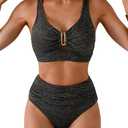Eomenie Bikini Sets for Women High Waisted Two Piece Bathing Suit U Wired V Neck Swimsuit Adjustable Straps Swimwear medium