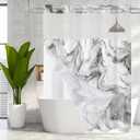 MitoVilla No Hooks Required Grey Shower Curtain Set with Snap-in Liner, Modern Abstract Marble Shower Curtains for Luxury Hotel Grade Spa-Like Bathroom Decor, 72 x 74 (72"W x 74"L (Pack of 1))
