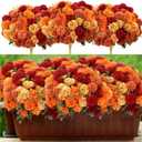 12 Pcs Artificial Fall Flowers Faux Mums Burnt Orange Flowers Assorted Fake Silk Mums Chrysanthemums Bouquet Fall Marigold for Vase Table Floral Arrangement for Wedding Home Outdoor Autumn Decorations