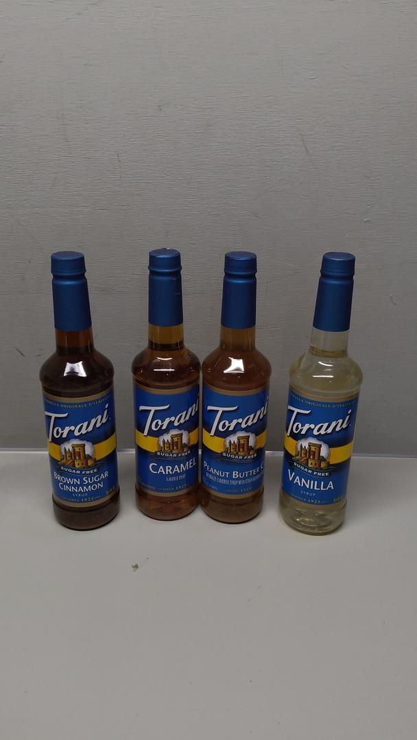 Torani Syrup, 25.4 Ounces (Pack of 4), Brown Sugar Cinnamon, Caramel, Peanut Butter Cream, Vanilla Syrup