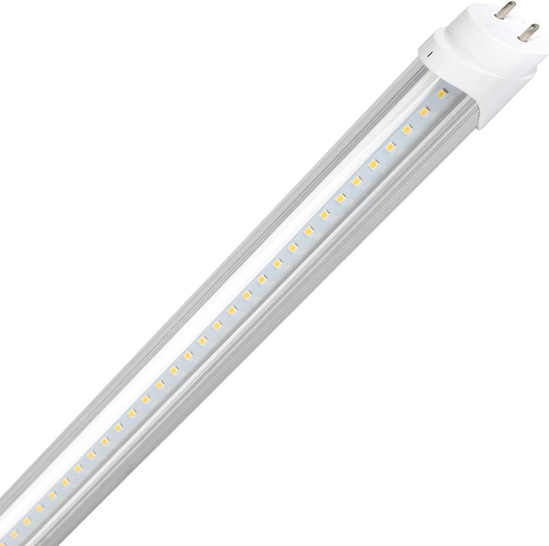 3FT T8 T12 LED Type A+B Tube Light, 15W 5000K 2100lm, F30T8/F30T12 Fluorescent Light Bulb Replacement, Ballast Compatible or Bypass, Dual-Ended, Clear Lens, DLC&UL Listed, 1 Pack