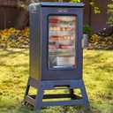 EAST OAK Ridgewood Pro 30" Electric Smoker Built-in Meat Probe & Elevated Stand for Outdoors Up to 6 Longer Smokes, Adjustable Side Chip Loader Smoke with 725 sq in Cooking Area, Night Blue