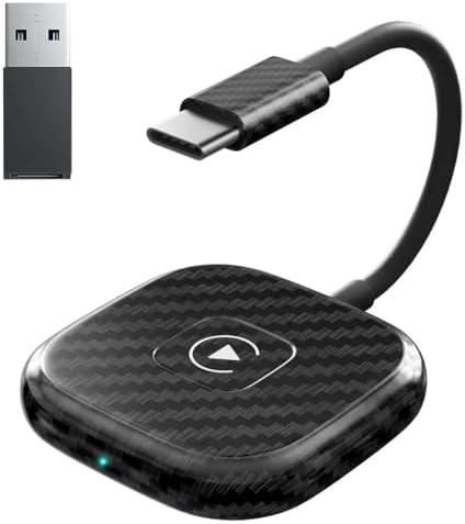 Wireless Carplay Adapter, Converts Wired to Wireless Carplay Dongle for Wireless Control Plug & Play Carplay Fit for Cars 2016 & for Apple iPhone iOS 10+(Carbon Fiber)