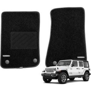 WENNEBIRD Superior Carpet Front Row Floor Mats for 2018-2025 Jeep Wrangler / 4XE (Not for JK), 0.6 Inch Thickness Rugs, Premium All Weather Anti-Slip Waterproof Floor Liners - 2pc