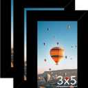 3x5 Picture Frame Set of 3 Black for Tabletop, 3 x 5 Photo Frame with Shatter Resistant Plexiglass, Sturdy 3 by 5 Poster Frame, 3 Pack, Black