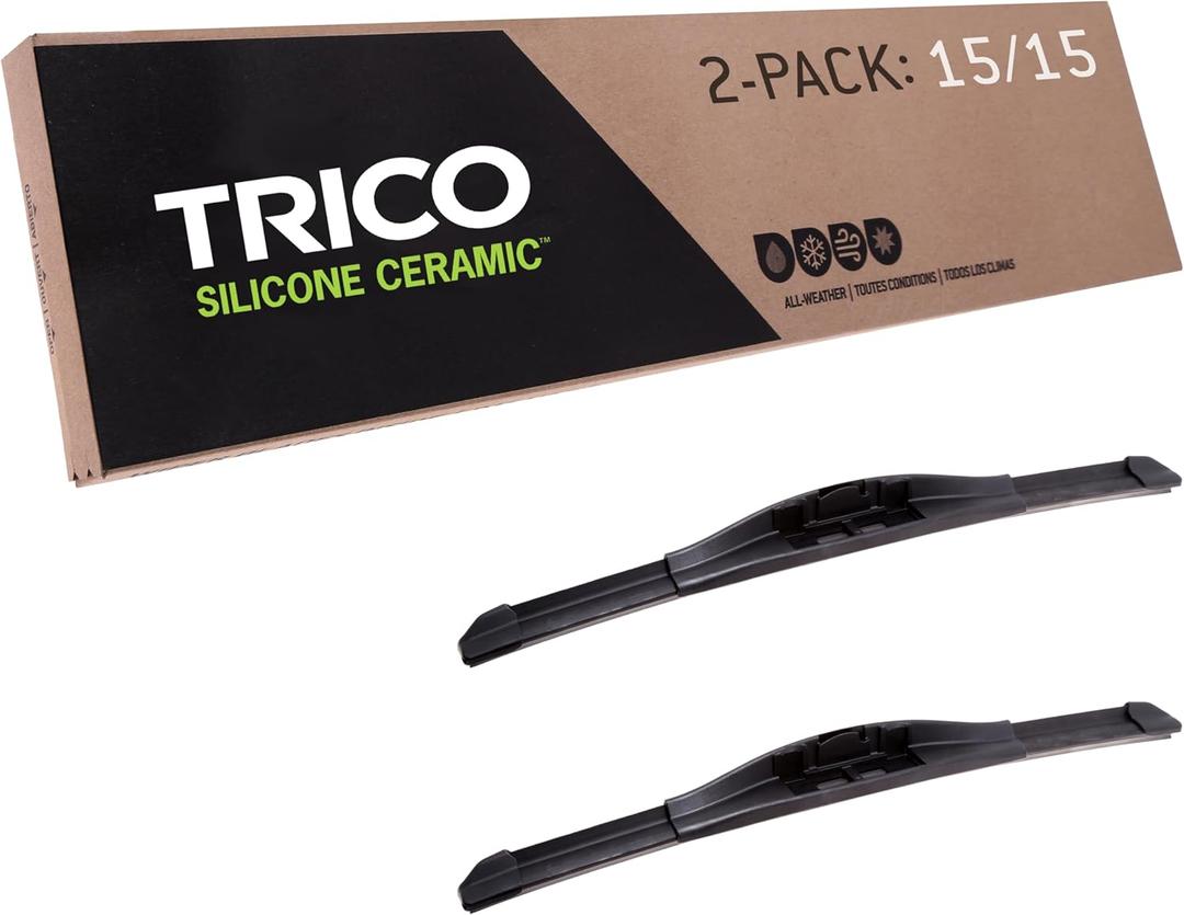 TRICO Silicone Ceramic (90-1515) 15 & 15 Inch Pack of 2 Automotive Replacement Windshield Wiper Blades For my Car, Super Premium All Weather Beam Blade for Select Vehicle Models