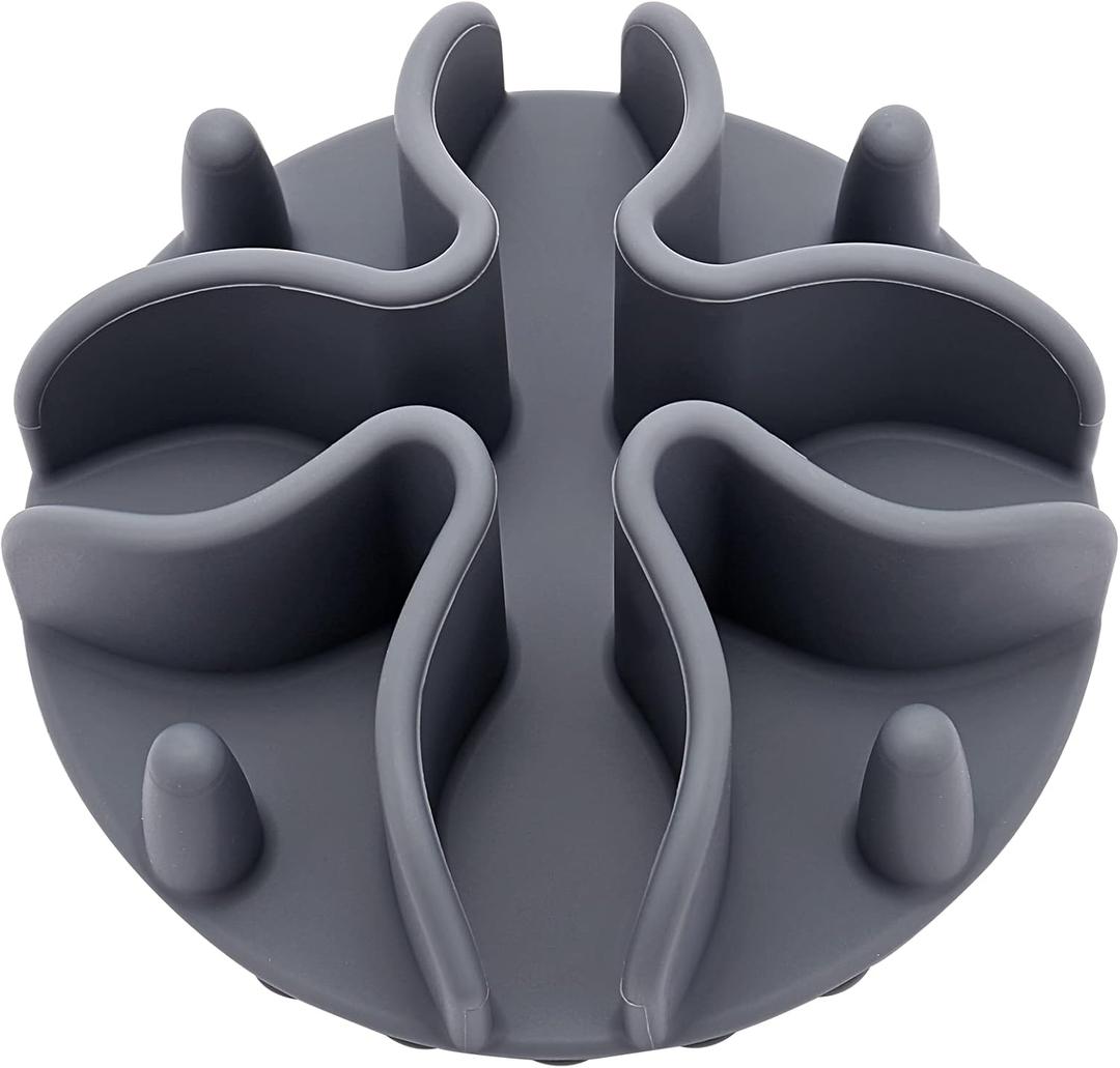 Slow Feeder Insert for Dogs & Cats, 3 Sizes Food-Grade Silicone Anti-Choking Puzzle Feeder, Non-Slip Suction Cup Design, Fits Most Bowls, Bloat Stop Pet Feeding Solution (Small 4 inchs, Grey)