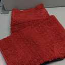 Grandaily Chenille Striped Bathroom Rugs 24x16, Extra Thick and Absorbent Bath Mats, Non-Slip Soft Plush Shaggy Shower Carpet, Machine Wash Dry, Bath Rug for Bathroom, (Small, Red)