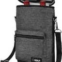 Opux 2 Bottle Wine Tote Carrier, Insulated Cooler Bag for Travel Picnic, Leakproof Padded Case, Wine Gifts for Women & Men, Charcoal Gray (One Size)