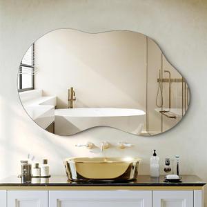 Dorlicecass Bathroom Mirror - Irregular Wall Mirrors Decorative 20"x36" Asymmetrical Tempered Glass Frameless for Vanity, Bedroom, Living Room, Cloakroom, Entryway