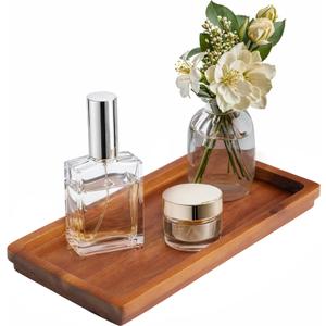 Bathroom Vanity Tray 11.8 x 5.9 inches of Natural Acacia Wood - Elegant Organizer for Cosmetics, Jewelry, Perfume, Candle, Key - Premium Wood Tray for Bathroom, Kitchen, Countertop, Toilet Tank, Sink (Acacia)