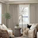 Pinch Pleat Linen Curtains 108 Inches Long 70 Inch Wide for Patio Sliding Door Light Filtering Semi Sheer Pleated Drapes Back Tab Burlywood Taupe Extra Wide 70 x 108 Curtain for Living Dining Room