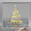 Rchovsam 2 Pack XL Whole Gold Tree Clings for News Yeras Winter Gold Christmas Tree Window Stickers for Glass Large DIY Static Wall Window Door Mural Showcase Decal Sticker-15.7x17 Inches