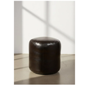 HIGOGOGO Round Stuffed Pouf Ottoman, Pu Leather Poufs with Foam Chunk Filling, Furry and Fluffy Pouf Foot Stool Storage Ottoman, 20 X 15 Floor Poufs Foot Rest for Living Room,Dark Brown