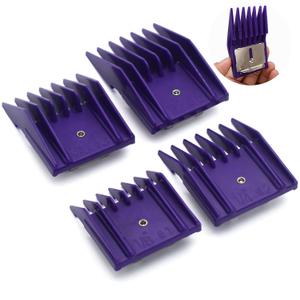 4 Pieces Professional A5-Style Animal Clipper Attachment Guard Guide Cutting Combs Set 76926-900, 1/8", 1/4", 3/8", 1/2", Compatible with Oster Classic 76 A5 Andis AG BG Wahl KM Pet Groomers (Purple)