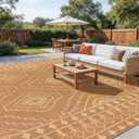 LBRO2M Waterproof Outdoor Rugs 10X14 for Patio Outdoor Plastic Straw Rug Reversible Outdoor Camping Rugs RV Rug for Deck,Backyard (10X14 Brwon Beige)