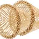 2pcs Rustic Woven Bamboo Lamp Shade Pendant Light Cover for Ceiling Lights Versatile Replacement Lampshade for Home Decor Softens Bright Light Easy to Install (25x25x18.5cm)