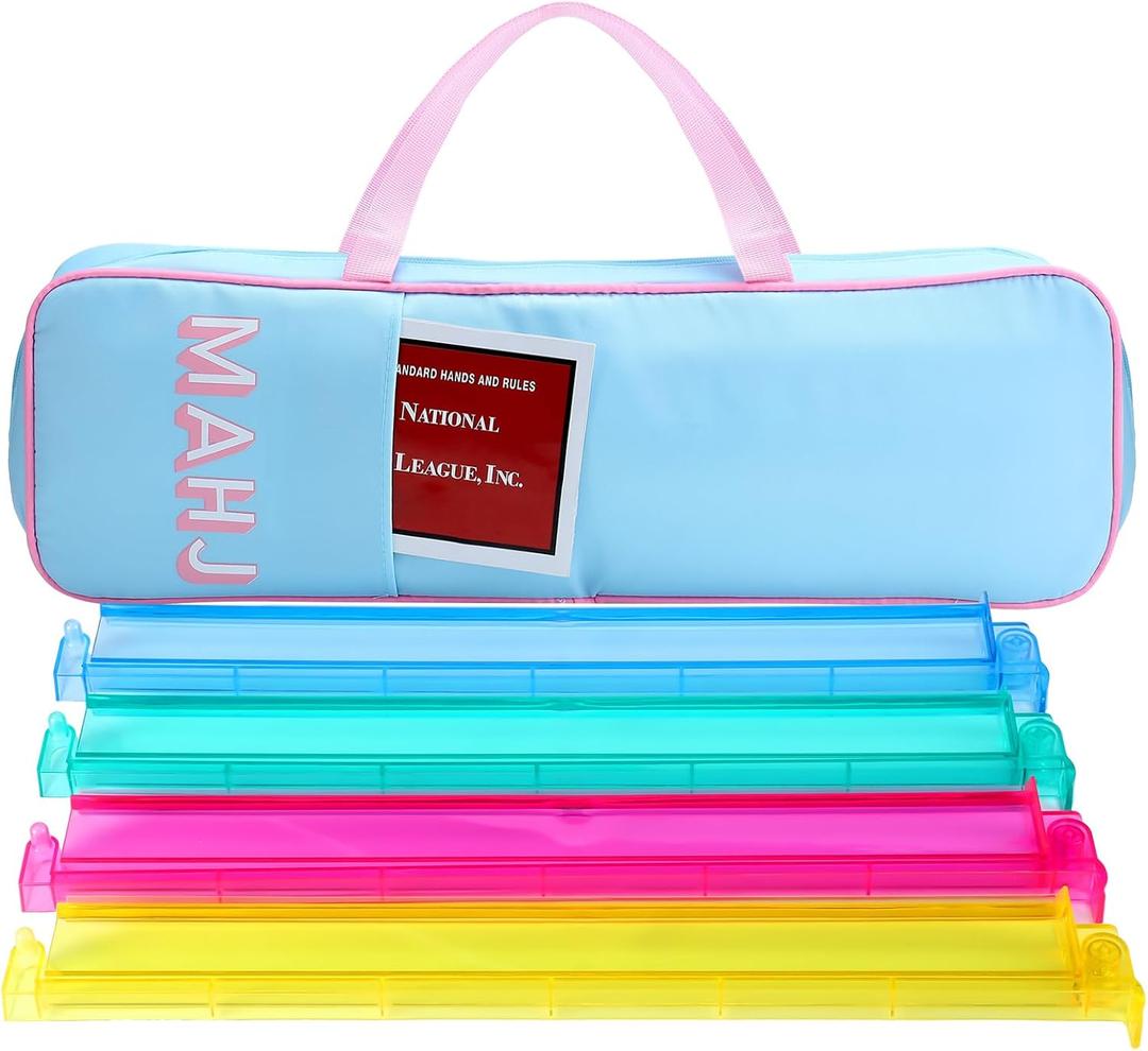 Aliceset Mahjong Rack Storage Bag 21 x 6.5 x 2 Inches Mahjong Gifts for Women Mah Jong Tile Bags with Zipper for Tiles and Pushers Rack Storage Bags Gifts Accessories(Only Bag) (Light Blue)