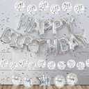 8 x Letter Balloons 40 Inch Large Alphabet A-Z Custom Name Phrase Silver Aluminum Foil Mylar Balloon Letters Reusable Balloon Banner for Birthday Anniversary Baby Shower Party Supplies Decoration