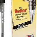 Pilot The Better Ball Point Pen, Refillable & Retractable Ballpoint Pens, Fine Point 0.7mm, Black Ink, 12-Pack