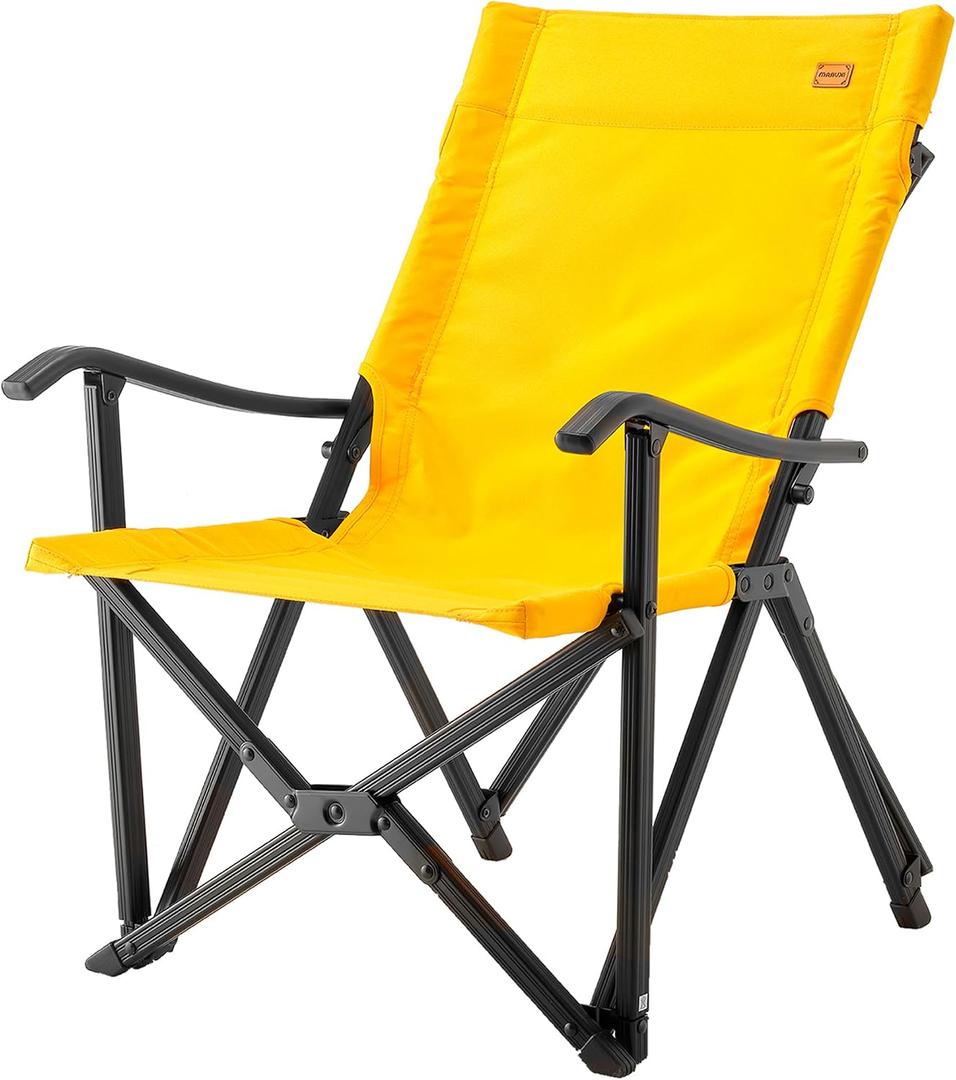 IKURAM Outdoor Camping Chair Portable Folding Chair Lightweight Compact Design for Beach, Lawn & Sports Outdoor Gear 250 LBS Capacity Yellow