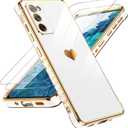 LeYi for Samsung Galaxy S20 FE Case with Screen Protector [2 Pcs]+ Full Camera Protection, Love Heart Plating Girly Women Cute Luxury Soft TPU Case for Samsung S20 FE, White