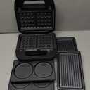 Bakers Friend 3 in 1 Mini Waffle Maker with Removable Plates, Dual Waffle & Pancake and Grill Plates, Breakfast Sandwich Maker Press, Dishwasher Safe, Non-stick Coating, Graphite