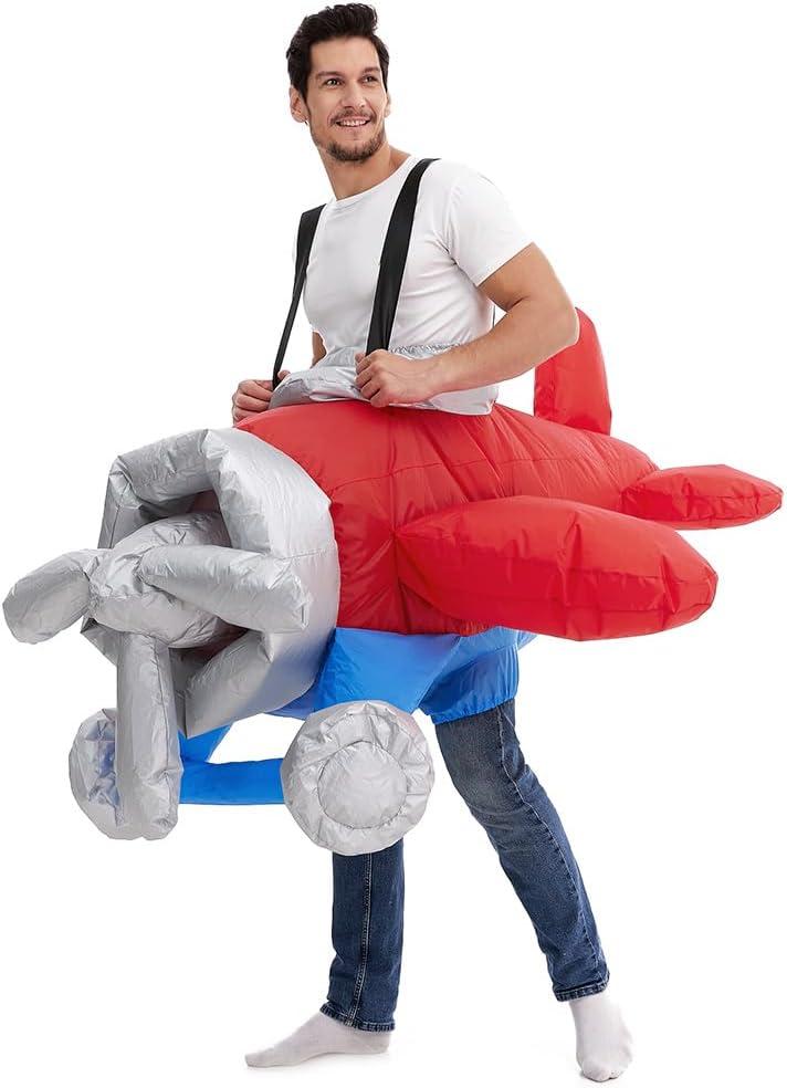 HSCTEK Inflatable Airplane Costume Teen Men Women, Blow up Flying Plane Cosplay Adult, Flight Halloween Rider Clothes Teenager