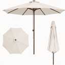 9FT Patio Umbrella, Outdoor Table Umbrella with Rope Pulley Lift, 3 Adjustable Heights, Market Umbrellas for Backyard, Pool and Deck, UPF50+