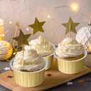 Hushee 300 Set Aluminum Foil Baking Cups with Lids and Spoons 5oz Disposable Ramekins Dessert Muffin Creme Brulee Cupcake Liners Containers for Wedding Birthday Party (Round, Gold)