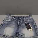 Flamingals Jean Shorts for Women Mid Waisted Stretchy Ripped Denim Shorts Raw Hem Curvy Summer Trendy, M