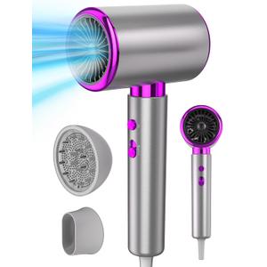 Professional Ionic Hair Dryer, 1875W Fast Drying Blow Dryer with Concentrator, Negative Ion Technology, Intelligent Constant Temperature, 2 Heat & 3 Speed Settings, Low Noise for Home Travel Salon