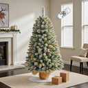 3FT Pre-lit Small Mini Snow Flocked Christmas Tree with Warm White Multi-Color LED Lights, Remote Control and Timer, Perfect for Tabletop Decorations, Home, Kitchen, Dining Table top