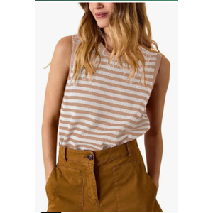 Hongsui Women's Striped Color Block Sweater Vest Ribbed Knit Tank Tops Oversized Crewneck Pullover, XS