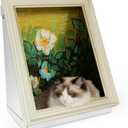 Painting Cat Scratcher Bed CartBoard Cat House Beds for Indoor Cats Half-Surround Design W/Horizontal Cat Scratcher Scratching Board W/Catnip (Rose, Medium - Large)