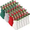 Geyoga 24 Pieces Mini Christmas Knit Stockings 6 Inch Cable Knitted Stockings Bulk Xmas Hanging Ornament Decoration for Christmas Tree Fireplace Holiday Party Favor(Red, Green, White, Grey)
