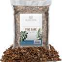 100% Natural Pine Bark Mulch Nuggets (8 Quarts), Small Mulch Chips for Indoor/Outdoor Container Gardening, Ideal for Soil Supplement, Houseplant Mulch