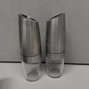 Gravity Electric Pepper and Salt Grinder Set, Adjustable Coarseness, Automatic Shakers Mill Grinder with LED Light, Battery Powered, Upgraded Larger Capacity, One Hand Operated (Sliver 2 Pack)