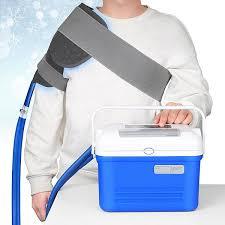 Ice Therapy Machine for Knee Surgery Recovery Portable Cold Compression System with Adjustable Timer 6 Levels Flow Rate 25 35DB Quiet Operation for Post Operative Joint Pain Relief Blue