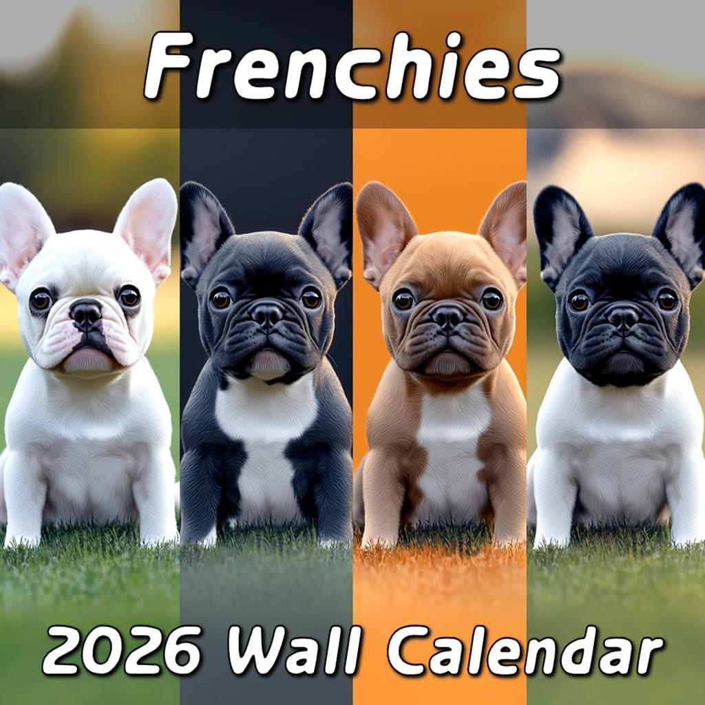 2026 French Bulldogs Wall Calendar, Deluxe 12 x 12 Inch Monthly Full Color Image Calendar Featuring Funny and Adorable Frenchies, Perfect for Dog Lovers and French Bulldog Owners