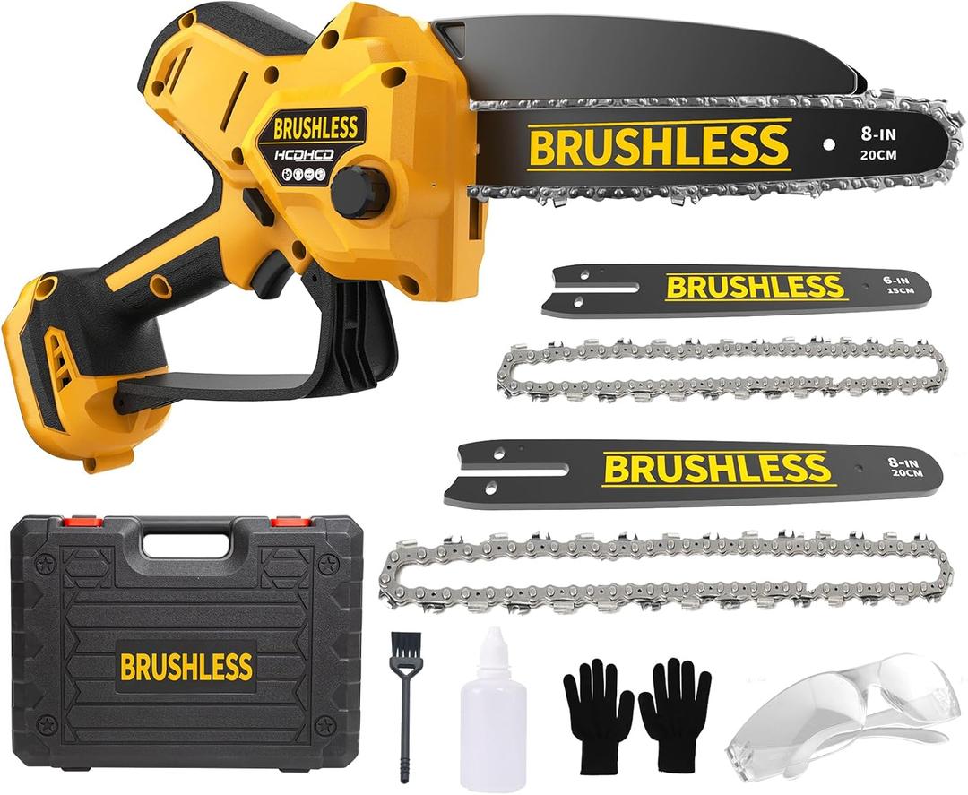 Mini Chainsaw Compatible With Dewalt 20V Battery MAX,8 Inch & 6 Inch Cordless Pruning Chainsaws,1000W Brushless Powered Mini Chain Saw for Tree Trimming (Not Battery)