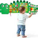 Freudeere Crocodile Busy Board Montessori Busy Board,Sensory Toys for Kids,9 Activities Sensory Wall,Preschool Learning Panel Center for Kids,Foldable and Portable